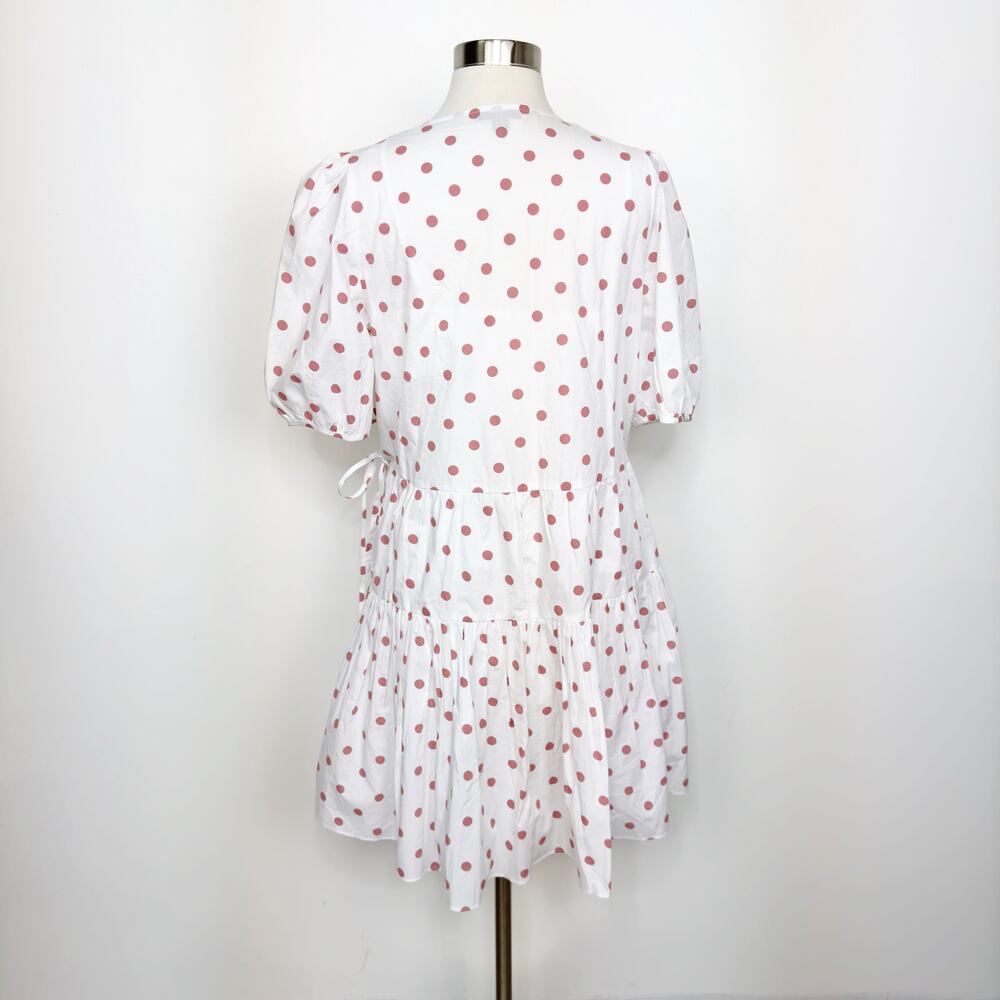 J. Crew Puff-sleeve Cotton Poplin Wrap Dress in White Rose Dot M - Picture 6 of 12